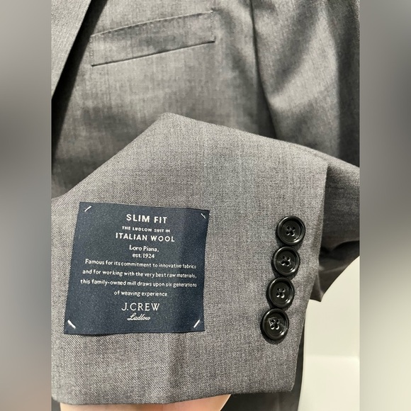 J. Crew Ludlow Slim-fit Suit Jacket Double Vent Loro Piana Wool Charcoal 44R NEW - Picture 9 of 17